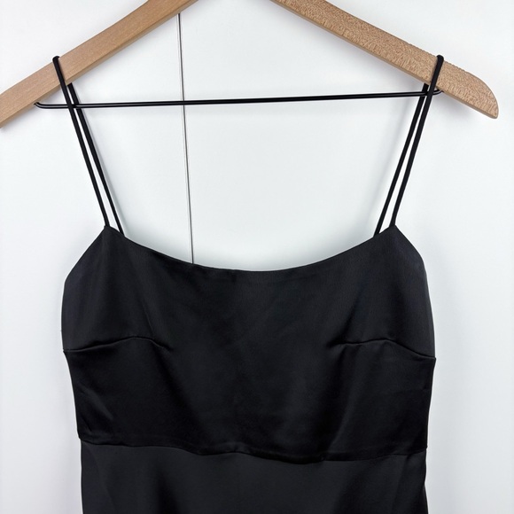Anthropologie BHLDN Leti Satin Midi Dress Black Formal Evening Cocktail Size 4 - Picture 3 of 8